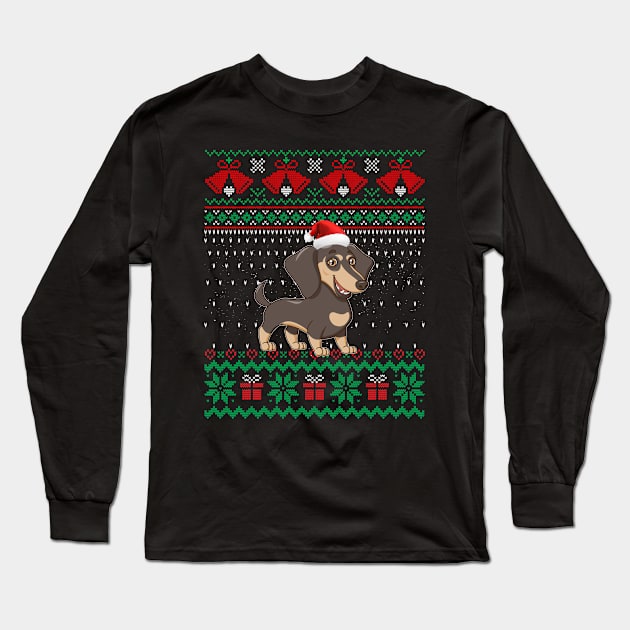 Dachshund Dog Lover Ugly Christmas Sweater Xmas Gift Family Long Sleeve T-Shirt by Maccita